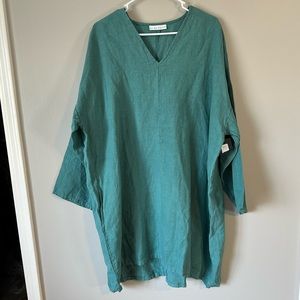 NWT Bryn Walker Heavy Linen Bingley Dress in Harbor Green Size XL